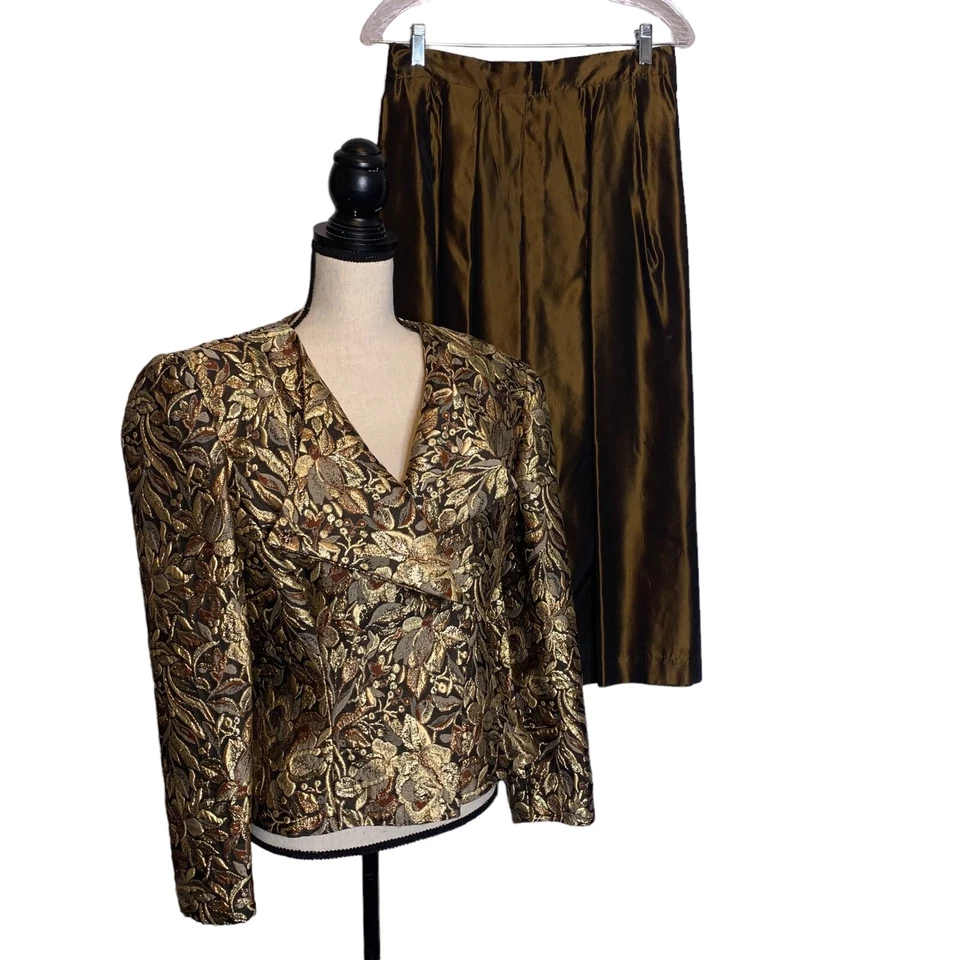 Images of Many Colors by Lucrezia 裙子套装尺寸 12 80 年代金属金色炸弹 — 第 1/4 张图片