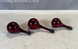 Vintage Red Blown Mercury Glass Christmas Tree Holiday Ornaments Lot of 3 - Picture 1 of 6