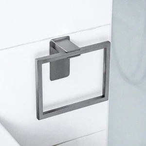 ELMOWO Edelstahl Handtuchring ohne Bohren selbstklebend eckig Handtuch Halterung - Bild 1 von 8