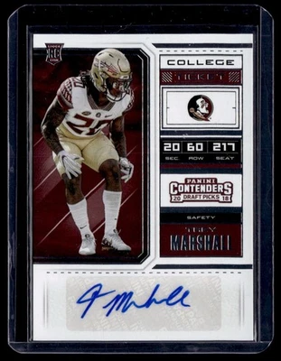2018 Panini Contenders Draft Picks Rookie Auto Trey Marshall #252 - Image 1 of 2