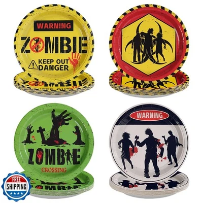 Platos de papel Grencian 60 piezas Halloween Zombie 9" desechables de alta resistencia horror  Foto 1 de 4