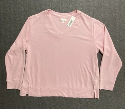 Pullover para mujer Cuddl Duds L/S acanalado polar cuello en V AC2 Deep Berry talla XL  Foto 1 de 4