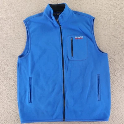 Chaps Vest Mens L Blue Sport Knit Fleece Full Zip Sleeveless Zip Pockets - Image 1 of 4
