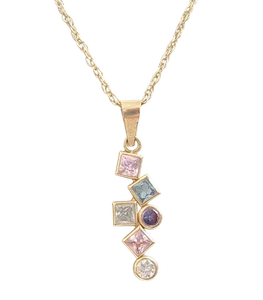 9ct Yellow Gold 48.5cm Necklace Geometric Pendant Prince Of Wales Chain 1.18g - Picture 1 of 8