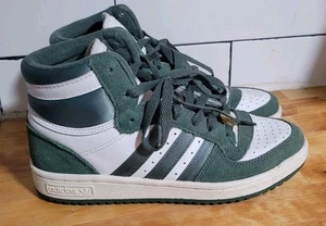 Adidas Women’s Size 6.5 Top Ten Rb Green&White Basketball High top Sneakers - Picture 1 of 9