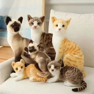 Tabby Cat Cute Animal Plush Doll Siamese Cat Pillow Valentine's Day Gifts - Picture 1 of 15