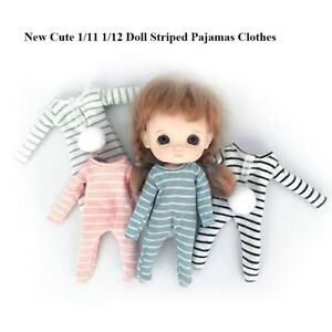 Doll Sleep Clothes New Cute Clothes 1/111/12 Doll Clothes Doll Striped Pajamas