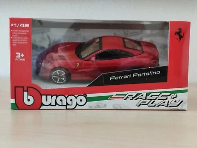 Ferrari Portofino Burago Modellino Auto Scala 1:43 Race + Play Rosso - Immagine 1 di 4