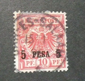 GERMANIA,GERMANY, KOLONIEN 1893 DEUTSCH-OSTAFRIKA "F Germania SVR" 5p su 10pf US - Imagen 1 de 1