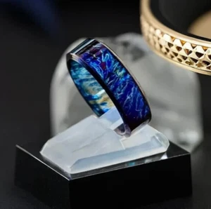 Colorful Titanium Heat anodised Wedding Band Anniversary Ring Gift for Him/Her - Picture 1 of 7