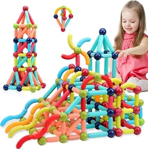 Juego de construcción magnético palo de juguete STEM Montessori geometría conciencia espacial 74 piezas - Imagen 1 de 8