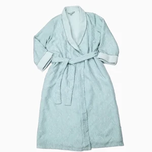 Morgan Taylor Intimates Robe Housecoat Womens L Sea Green Fleece Lined Pockets - Picture 1 of 8