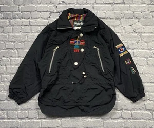 Vintage 90s Kaelin Ski Snow Jacket Womens Sz 4 Black Aztec Embroidered Full Zip - Picture 1 of 11
