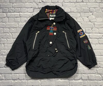 Vintage 90s Kaelin Ski Snow Jacket Womens Sz 4 Black Aztec Embroidered Full Zip - Image 1 of 4