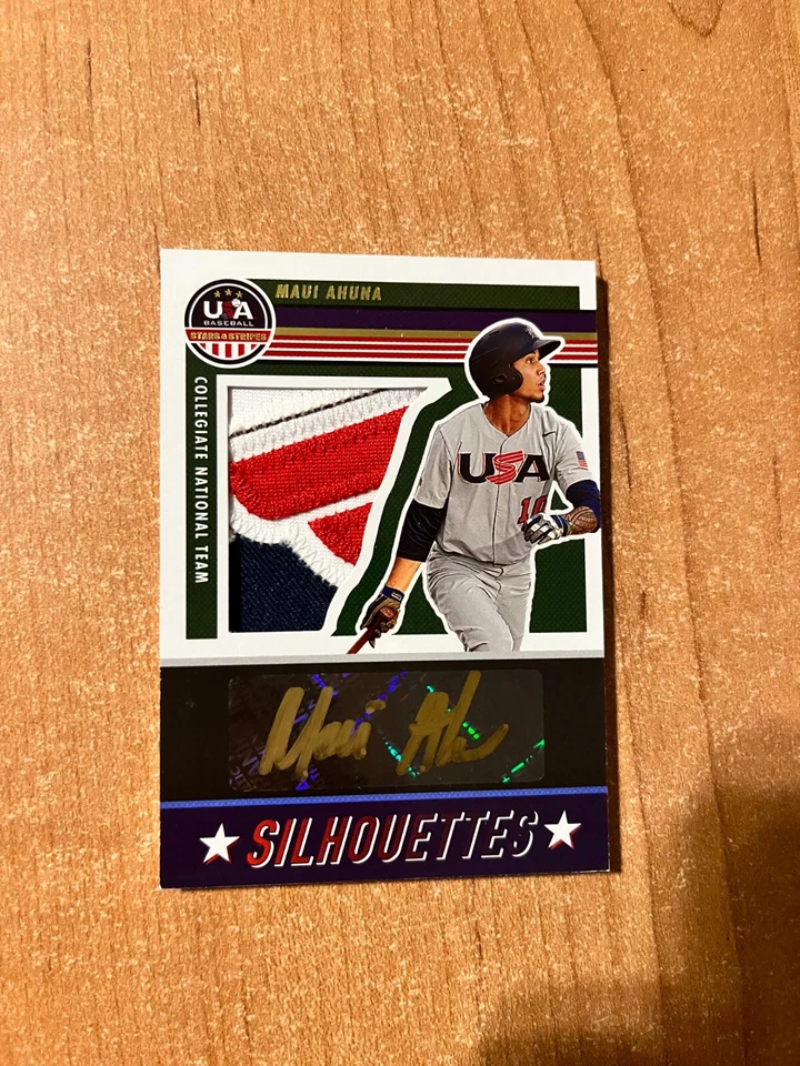 2023 Panini Stars & Stripes - Maui Ahuna - Silhouettes Black Gold Patch Auto /10 - Image 1 of 2