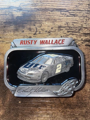 VTG Nascar Rusty Wallace #2 Belt Buckle - Miller Ford T-Bird N-35 Ltd Ed #1250 Cover