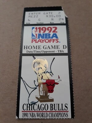 RARE 1992 Chicago Bulls Playoff Ticket Signed by Scottie Pippen - Image 1 of 3