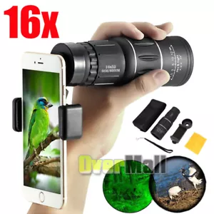 16x52 Zoom Dual Focusing Monocular Telescope Lens Camera HD Scope Phone Holder - Picture 1 of 17