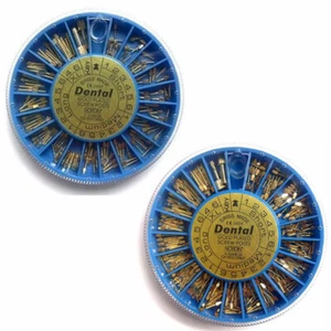 120/240 Pcs Dental Endo Screw Posts Pins Conical Root Canal Golden Plated - Picture 1 of 13