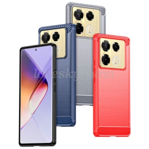 For Infinix Note 40 Pro + / 40 Pro Luxury Carbon fiber Skin Soft TPU Back case - Picture 1 of 27