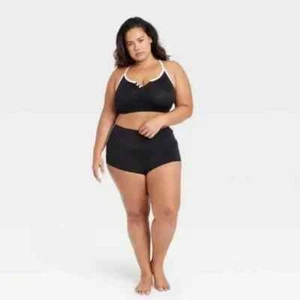 Ensemble pyjama Colsie 2 pièces côtelé Henley garçon short loungewear noir blanc taille 3X - Photo 1/7