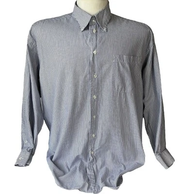 Nautica Button Down Shirt Mens Size 17 1/2  34-35 Blue White Stripe Long Sleeve  - Image 1 of 4