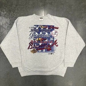 NY Yankees World Series Sweatshirt 1996 vs Atlanta Braves Original 90s Men’s XL - Picture 1 of 5