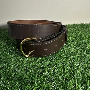 Cinturón de cuero genuino marrón para hombre con hebilla dorada hecho en EE. UU. talla 36/90 - Imagen 1 de 11