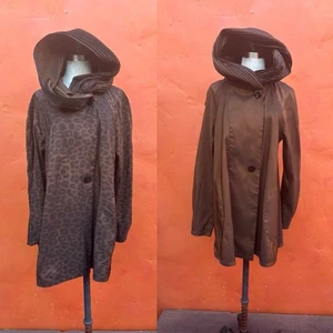 Mycra Pac Reversible Raincoat Jacket Leopard Print Donatello Pleated hood S/M - Picture 1 of 7