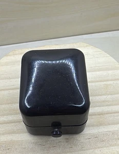 Antique Dark Blue Or Black Hard Plastic Push Button Ring Presentation Gift Box - Picture 1 of 10