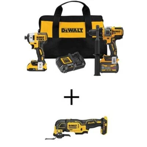 DEWALT Hammer Drill + Impact Combo Kit 20V MAX Brushless w/ Oscillating Tool - Picture 1 of 12