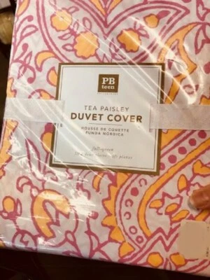 Pottery Barn Tea Paisley Duvet Cover Twin Pink Yellow Boho No Shams Teen🦩 - Image 1 of 2
