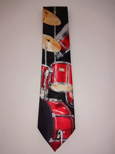 Vintage Herren schwarz Steven Harris handgefertigte Krawatte rot Schlagzeug Schlagzeug Korea - Bild 1 von 6