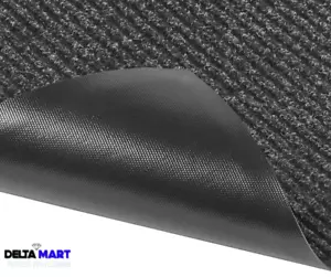 Black Rib Scrape Needle Punch Polyester Carpet Mat PVCBacking Entrance & Door - Picture 1 of 5