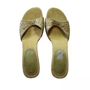 Fioni decolte tacco donna 9,5 verde oliva punta aperta slip on paillettes tacco 1,5” - Foto 1 di 7