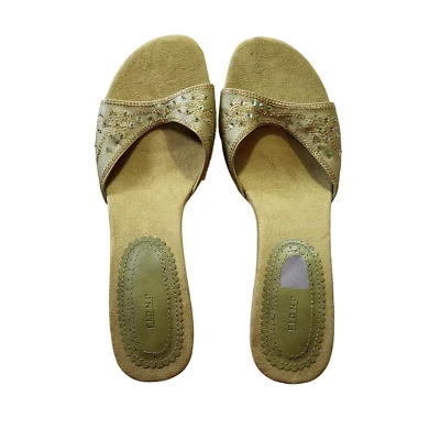 Fioni Pumps Heels Women’s 9.5 Olive Green Open Toe Slip on Sequins 1.5” Heel - Image 1 of 4