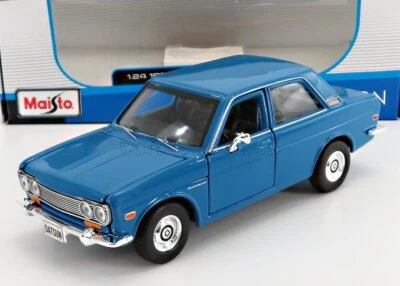 MODELLINO AUTO EPOCA STATICO DIECAST DATSUN 510 1971 BLU MODELLISMO SCALA 1/24 - Immagine 1 di 4