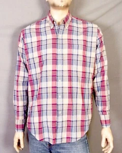 vintage 80s Chaps Ralph Lauren Plaid OCBD Shirt Oxford BD Polo SZ L - Picture 1 of 3