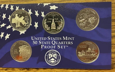2000 S Proof State Clad Quarter 5 Coin Set - Coins Only - No Case, Box or COA - Image 1 of 2