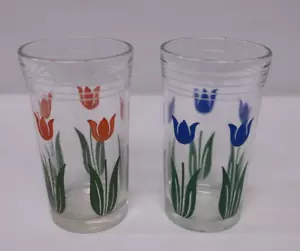 Swanky Swigs Vintage 1950er Jahre Saft Gläser Tulpe Blume Design 2er Set - Bild 1 von 4