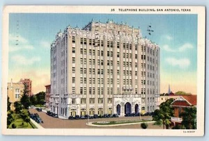 Tarjeta postal de San Antonio Texas 1939 de entrada a torre de construcción telefónica - Imagen 1 de 2