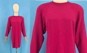 Vintage 80s ST JOHN Sportswear Petite Pink Knit Long Sleeve Mini Dress Small - Picture 1 of 7