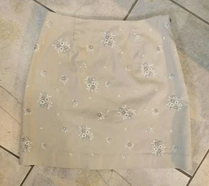 323 Ann Taylor beige/hellbraun Baumwollrock mit bestickten Blumen 6 P - Bild 1 von 2