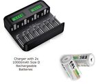 EBL LCD Universal Battery Charger(9008) for AA AAA C D Rechargeable Batteries