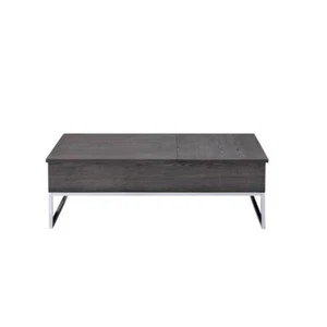 ACME Iban Coffee Table with Lift Top in Gray Oak and Chrome - Picture 1 of 8