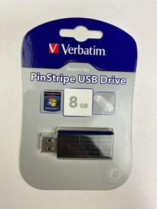 Verbatim Pin Stripe USB Drive 8GB NEW Sealed Package - Afbeelding 1 van 2