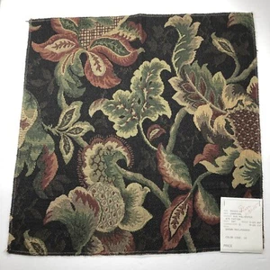 Telas Decorativas Tapicería Muestra 16" Cuadrado Poli Algodón Carbón Floral - Imagen 1 de 8