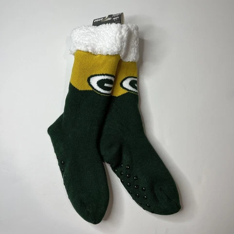 NWT Green Bay Packers Women's Footy Slippers Size 6-10 NFL Warm Socks Non Slip Cover