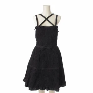 CHANEL 08A Ribbon Polyester Nylon Sleeveless Dress Black 36 - Picture 1 of 9