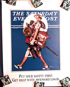 Vintage Norman Rockwell Masterpiece Program Workplace Safety First - Picture 1 of 3